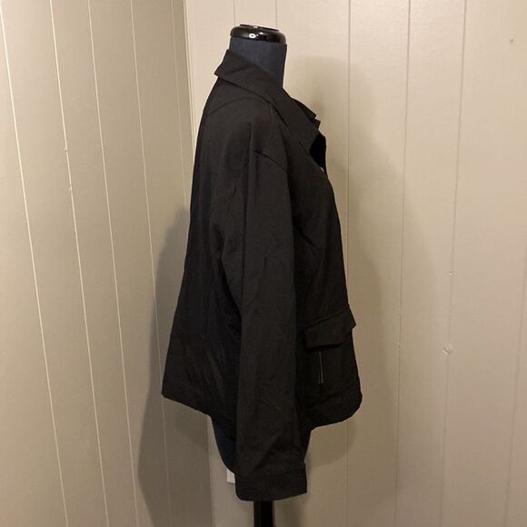 Chico’s Size 3 Button-Up Shirt Jacket Black Pockets/Zipper - Picture 5 of 8